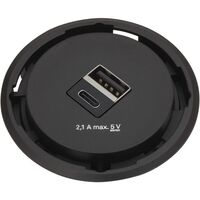 Produktbild zu EVOline One doppio USB-Charger A+C nero diam. 59 mm