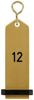 Schlüsselanhänger Bumerang mit Ziffernprägung; 10x3 cm (LxB); gold; Prägung 12