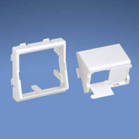 Panduit 45 x 45mm adapter with one 1/2 size sloped shuttered module insert