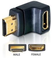 DeLOCK HDMI male > HDMI female 90° down HDMI 1.3 Zwart