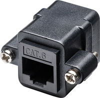 Goobay RJ45-Modularkupplung/Verbinder mit Montageflansch, CAT 6, Schwarz