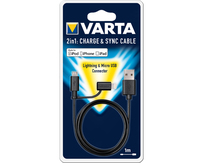 Varta 57943101401 USB-kabel 1 m USB A Micro-USB B/Lightning Zwart