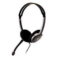 V7 HA212-2EP headphones/headset Wired Head-band Calls/Music Black, Silver