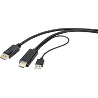 Renkforce RF-4600632 câble vidéo et adaptateur 2 m HDMI Type A (Standard) DisplayPort + USB Type-A Noir