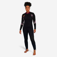 Women's Neoprene Wetsuit Sea Walking 4/3 Black Print - 2XL