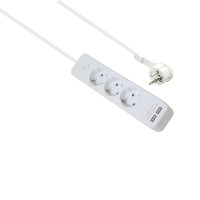 Helos Steckdosenleiste ADVANCED, 3-fach, USB-Charger weiß, 1,5m, mit Schalter