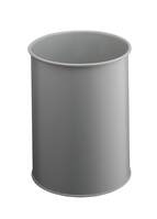 Durable Metal Round Waste Bin - Scratch Resistant Steel - 15 Litre - Grey