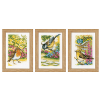 Counted Cross Stitch Kit: Miniatures: Garden Birds: Set of 3