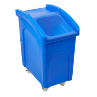 Medium Wheeled Feed Bin - 90 Litre - Polycarbonate Transparent Flap - Blue