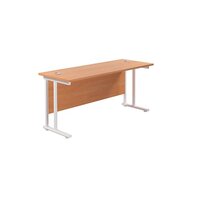Jemini Cantilever Rectangular Desk 1600x600mm Beech/White KF806509