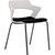 Lot de 3 chaises Ysa polyvalentes coque en polypropylène blanc, assises en tissu noir, 4 pieds métal noir