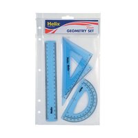 Helix Geometry 4 Tool Set (Includes scale ruler 2 x set squares and protractor)