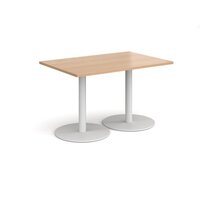 Monza rectangular dining table with flat round white bases 1200mm x 800mm - beec