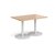 Monza rectangular dining table with flat round white bases 1200mm x 800mm - beec