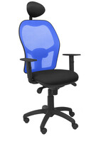 Silla Operativa de oficina Jorquera malla azul asiento bali negro con cabecero fijo