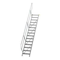 Treppe 45° Stufenbreite 600 mm, 15 Stufen, Aluminium geriffelt