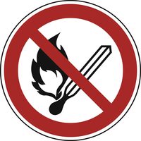 Verbotsschild, Feuer, offenesLicht und Rauchen verboten, Folie langnachleuchtend