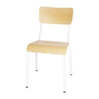 Bolero Cantina Side Chairs in White - Wood Seat Pad & Backrest - 4 Pack - 470 mm