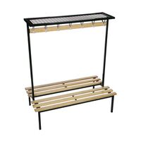 Evolve duo bench with mesh top shelf 1500 x 800mm 14 hooks - 2 uprights - black
