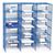 Coloured wire mail sort units, blue, 18 compartments