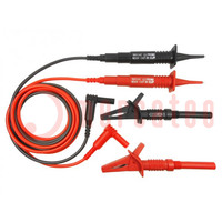 Cables de medición; 10A; Mat.aisl.cab: silicona; 1,5m; negro,rojo