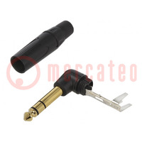 Plug; Jack 6,3mm; male; stereo; ways: 3; angled 90°; for cable