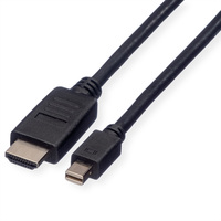 ROLINE Mini DisplayPort Kabel, Mini DP-HDTV, ST/ST, schwarz, 1 m