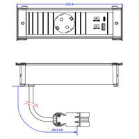 BACHMANN KAPSA S 1xCEE7/3, 1xUSB A/C 22W 0,2m GST18