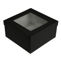 Flower/Gift Box Square Transparent Lid - 23cm x 23cm x 12cm, Black