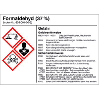 Gefahrstoffetiketten zur Behälterkennzeichnung, Folie, 10,5 x 7,4 Version: 10 - G010: Formaldehyd (37%)