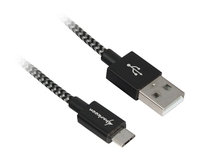 SHARKOON USB 2.0 A-B BLACK / GREY 1.0M - ALUMINUM + BRAID