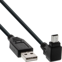 InLine USB 2.0 Mini-Kabel, ST A/Mini-B ST (5pol) oben abgew. 90°, schwarz, 0,3m