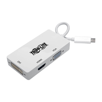 Tripp Lite U444-06N-HDV4K USB-C Multiport Adapter (M/3xF) - 4K HDMI, DVI, VGA, HDCP, White