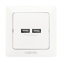 LogiLink PA0163 gniazdko elektryczne 2x USB Biały