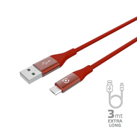 Celly USBMICROCOL3MRD cavo USB 3 m USB A Micro-USB B Rosso