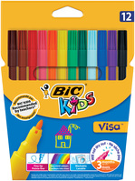 Fasermaler BIC® KIDS Visa, fein, 12-farbig sortiert, Kartonetui à 12 Stück