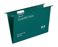 Rexel Crystalfile Extra Foolscap Suspension File Polypropylene 15mm V Base Green (Pack 25)