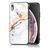 NALIA Handy Hülle für iPhone X / XS, Hartglas Marmor Design Schutz Case Cover Gold Grau