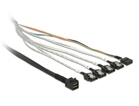 Kabel mini SAS HD SFF-8643 an 4 x SATA 7 Pin + Sideband 0,5 m Metall, Delock® [83315]
