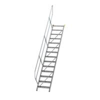 Treppe 45° Stufenbreite 600 mm, 14 Stufen, Aluminium geriffelt
