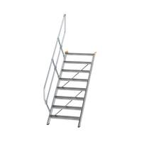Treppe 45° Stufenbreite 800 mm, 8 Stufen, Aluminium geriffelt