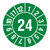 Jahresprüfplakette 20 mm, Monate - Jahreszahl (JJ), 2024, Polyethylen weiß-grün, 1.000 Prüfplaketten auf Rolle