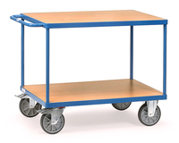 fetra® Tischwagen, 2 Ladeflächen 1200 x 800 mm, Holz Buchendekor, 600 kg Tragkraft