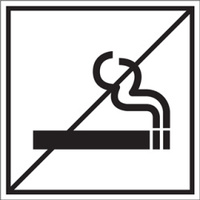 Rauchen verboten, schwarz, Folie, selbstklebend, 150 x 150 mm