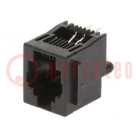 Connector: RJ14; socket; PIN: 4; with panel stop blockade; THT