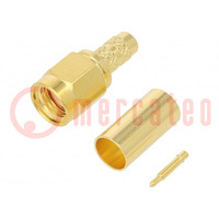 Plug; SMA; male; straight; 50Ω; soldering,crimped; for cable; PTFE