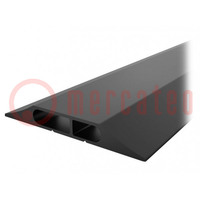 Cable protector; Width: 108mm; L: 9m; PVC; H: 14mm; black; Chambers: 2