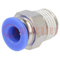 Push-in fitting; straight; -0.95÷15bar; nickel plated brass