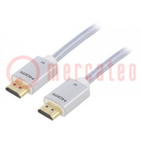 Cable; HDMI 2.1; HDMI plug,both sides; PVC; textile; Len: 3m; 28AWG