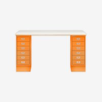 MultiDesk, 2 MultiDrawer mit 6 Schüben, Dekor Plywood, Farbe Orange, Maße: H 740 x B 1400 x T 600 mm